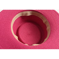 Sombrero De Paja Para Mujer Moda Verano Protección Solar Ribete Plano Cordón Estilo Casual Para Playa Y Viajes - details 2