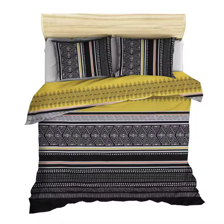 Wellhome Juego de Cama Algodón 240x220 Suavidad Garantizada Amarillo Negro Gris - 1