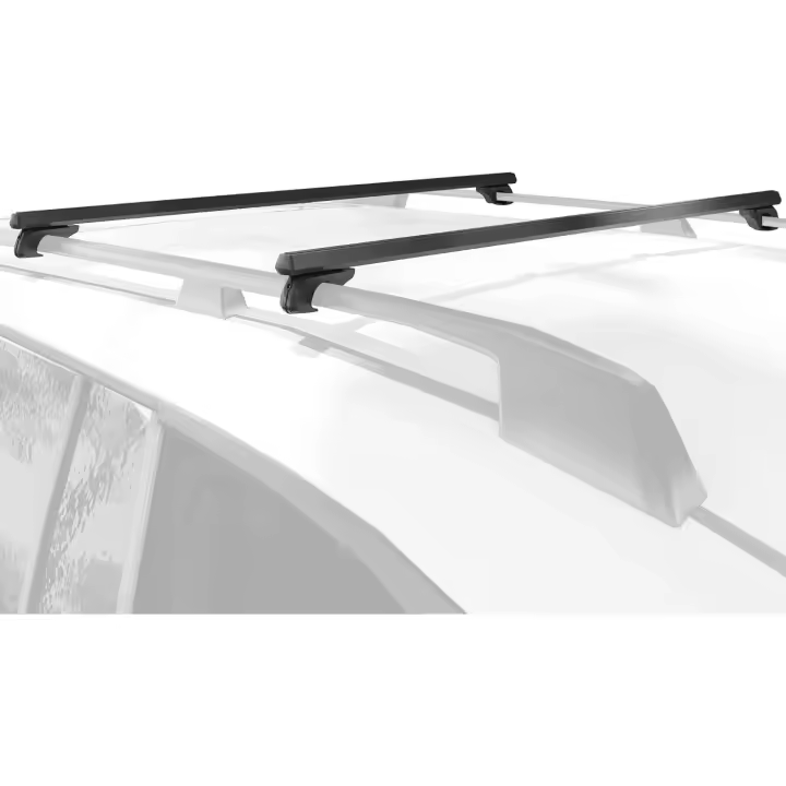 Barras de techo de coche transversales de 135 cm, porta-Bajos bloqueables 2 llaves suministradas, aleación de aluminio, compatible con rieles laterales elevados de 120 cm, color negro - 1