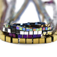 JHNBY Cuentas De Hierro Natural En Forma Cuadrada Color Azul Dorado Morado 2/3/4/6MM Para Creación De Joyería DIY Accesorios Sueltos - details 4