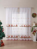 Cortinas Navideñas Para Sala Y Dormitorio Con Bordado De Copos De Nieve Decorativas Rectangulares De Poliéster 100% Un Panel - details 1