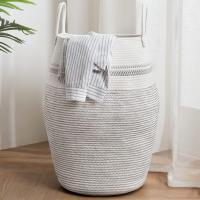 Basto de ropa Grande Basto de ropa a mano Basto de Cuerda de Algodón plegable con ASAS para guardar Ropa, juegos, mantas Gris - details 0