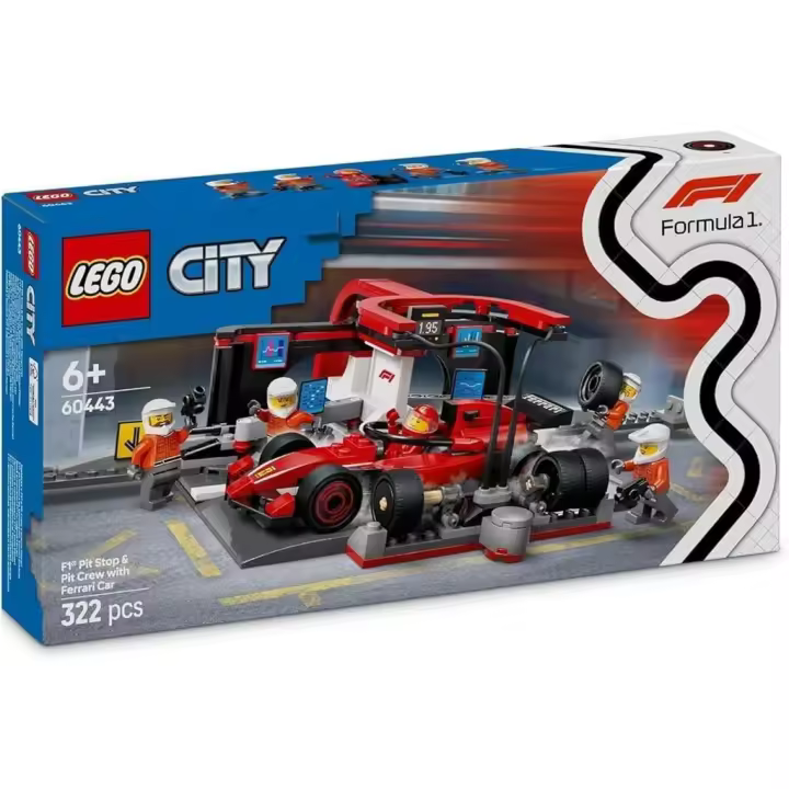 Lego city formula 1 stop at f1 boxes and mechanics team with ferrari car - 1