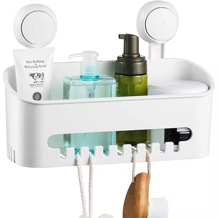 Carrito de ducha al vacío, ventosa, sin perforación, extraíble, impermeable, estante de pared para baño, cesta de ducha - 1
