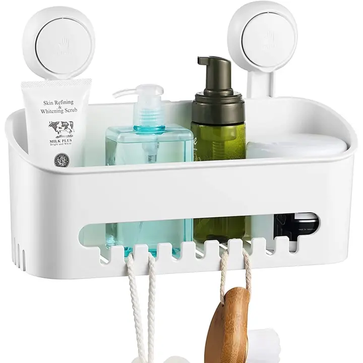 Carrito de ducha al vacío, ventosa, sin perforación, extraíble, impermeable, estante de pared para baño, cesta de ducha - 1
