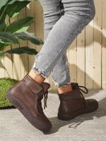 SP Nuevas Botas individuales de otoño Y invierno para Mujer, hecho a mano, estilo retro, casual, de Suela Gruesa, comodas, Con Cordones y Suela suave. - details 15