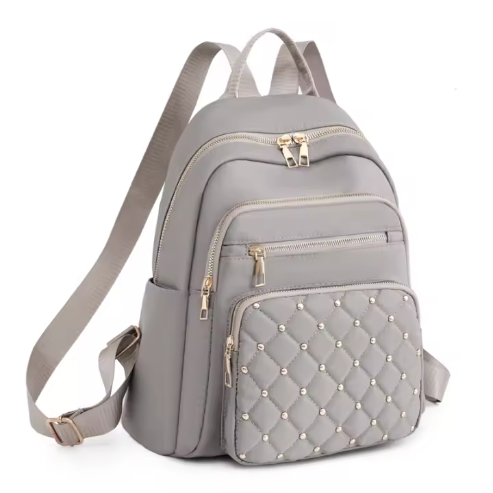 Mochila De Viaje Grande Para Mujeres En Nylon De Alta Calidad Bolsa Escolar Para Adolescentes Con Múltiples Bolsillos Y Cierre De Cremallera Estilo Fashion - 1