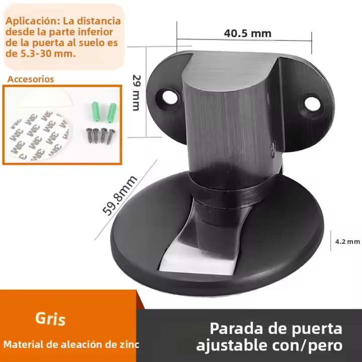 Parador De Puerta Magnético De Aleación De Zinc Sin Perforar Ajustable En Altura Soporte De Puerta Anticolisión Obrero Oculto Herramienta De Puerta Multicolor - 1