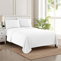 Juego De Cama Sólido De 4 Piezas Tamaño Queen Suave Y Transpirable Sábana Colchón Fundas Para Hogar Y Hotel Blanco Gris - details 0