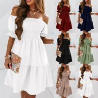 Vestidos Para Mujer Talla Grande Verano 2025 Vestido Midi Hombros Descubiertos Manga Flotante Vestidos De Moda Verano Casual De Pierna Larga - details 3