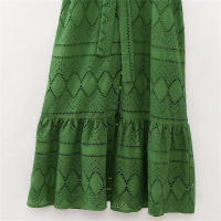 Vestido De Mujer Taop&Za Primavera 2024 Estilo Casual Con Cuello De Botón Y Cinturón Bordado Hueco Largo Hasta La Rodilla Polyester - details 5