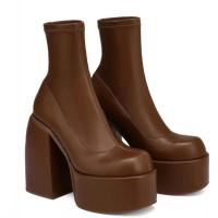 SP Botines punk para Mujer, Tacones gruesos, Primavera y Primavera, BOTAS de plataforma impermeable de Tacón Bajo, Piernes Finas, elásticas para Mujer BOTAS, 43 Talla Grande, - details 1