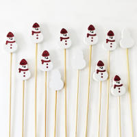 100Pcs Palillos De Bambú Desechables Para Navidad En Forma De Santa Y Payaso De Nieve Fork De Taza De Buffet Palillos Para Fiesta De Navidad Decoración De Fiesta - details 1
