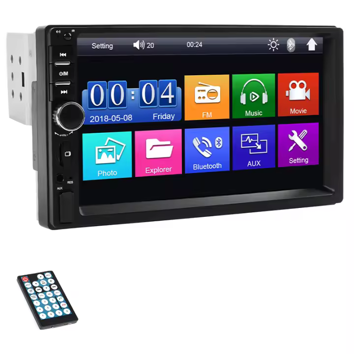Reproductor Multimedia Para Coche Hippcron 7 Pulgadas 1 DIN Radio MP5 Pantalla Táctil FM Entrada Auxiliar USB Línea De Espejo BT5.0 Universal - 1