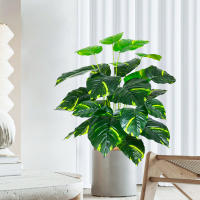 Planta Artificial De Monstera Grande 75cm Con 24 Hojas Falsas Plásticas Para Oficina Jardín Hojas Tropicales Verdes Para Decoración De Sala De Estar Y Fiesta Hawaiiana - details 0