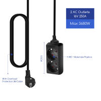 Aigostar Regleta Alargador de 2/3 Enchufes con Cable de 1.5/3 Metros, Color Negro - details 0