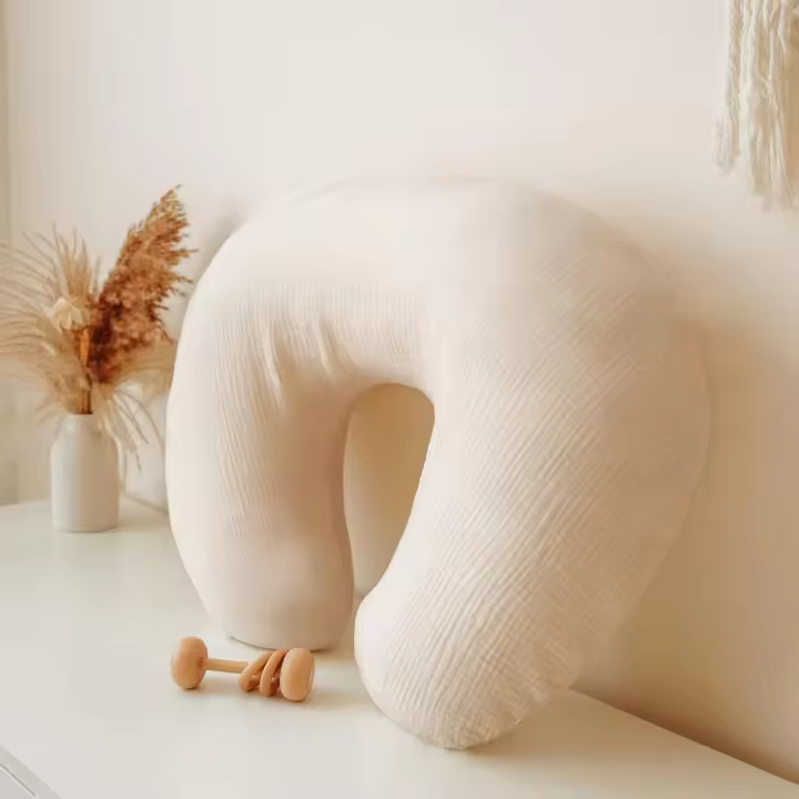 Funda de almohada de lactancia de muselina de hilo de algodón con estampado para bebé, almohada antisalpicaduras para bebé, funda de almohada de confinamiento con protección para la cintura agradable para la piel - 1