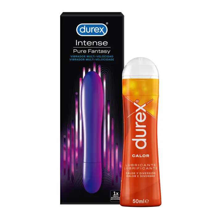 Durex Vibrador Intense Orgasmic Pure Fantasy, Dildo Consolador Clítoris + Lubricante Efecto Calor 50 ml - 1