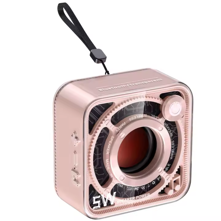 Mini altavoz inalámbrico Bluetooth con radiador de graves rosa - 1