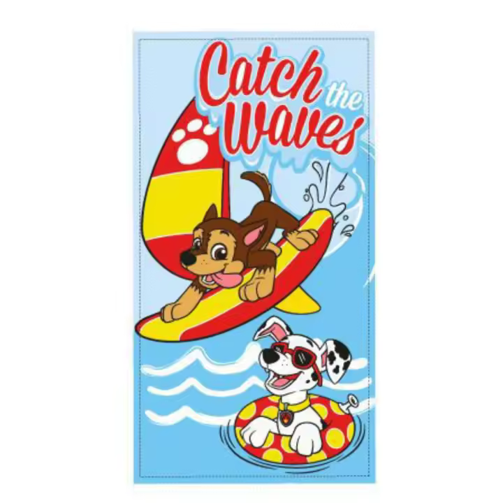 Toalla Playa Piscina infantil Patrulla Canina Marshall y Chase 70x140cm de microfibra para niños - 1