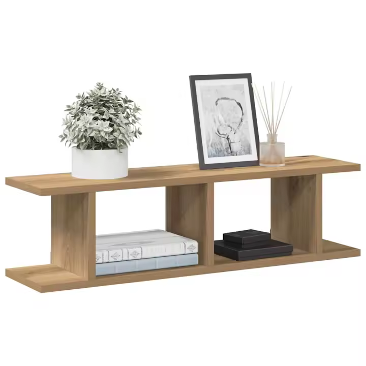 vidaXL Estantes pared 2uds madera ingeniería roble artisian 75x18x20cm en color Roble artisan/Roble negro/Madera antigua | práctico organizador multiusos diseño compacto funcional - 1