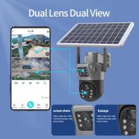 Cámara WiFi Batería Solar Lente Dual Pantallas duales Cámara Exterior PIR Detección Humana Protección de Seguridad Cámaras de Video PTZ 4K 8MP - details 2