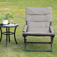 Silla plegable con colchón desmontable, Silla de Jardín flexible, Silla de camping, tumbona, Tejido, Maple, Gris, 66x94x79 cm, para Jardín, Terraza y Balcón. - details 0