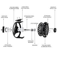Carrete De Pesca Al Fly Sougayilang CNC Machined Aluminio Cuerpo Acero Inoxidable Eje Principal Knob Antideslizante 5/6 Pesca - details 2