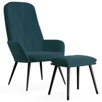 vidaXL Sillón de relax con taburete terciopelo Gris claro, Gris oscuro, Verde oscuro Sillon Dormitorio Sillon Comodos Silla Relax Sillón Sofá - details 4