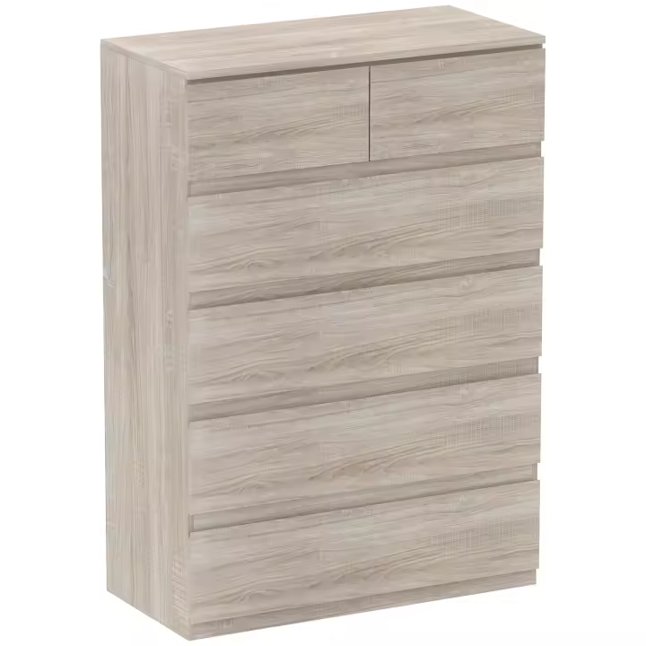 HOMCOM Cómoda 6 cajones sin tiradores diseño minimalista - 80 x 39 x 115 cm - madera natural - 1