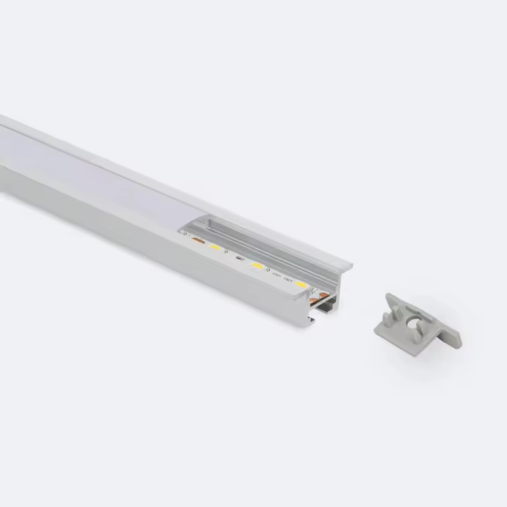 Perfil de Aluminio Empotrable para Techo con Clips para Tiras LED hasta 12 mm - 1