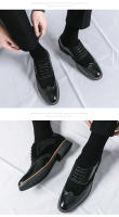 Zapatos De Negocios De Moda Para Hombre En Cuero Con Punto Y Lazo Zapatos De Boda Con Diseño De Brock Zapatos Casuales Transversales Para Adultos - details 10