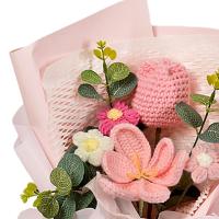 Decoración De Bouquet De Flores De Tulipán Tejido a Mano Para Regalos De Día De La Madre Cumpleaños Bodas Fiesta Hogar Crochet Bouquet - details 4