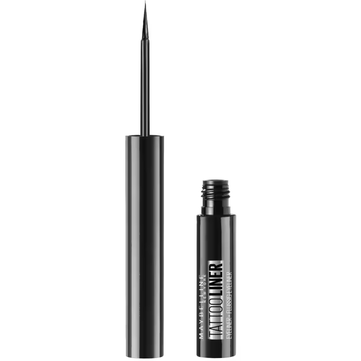 Maybelline New York | Tattoo Liner Eyeliner Semipermanente con Pincel tono 710 Inked Black, negro - 1