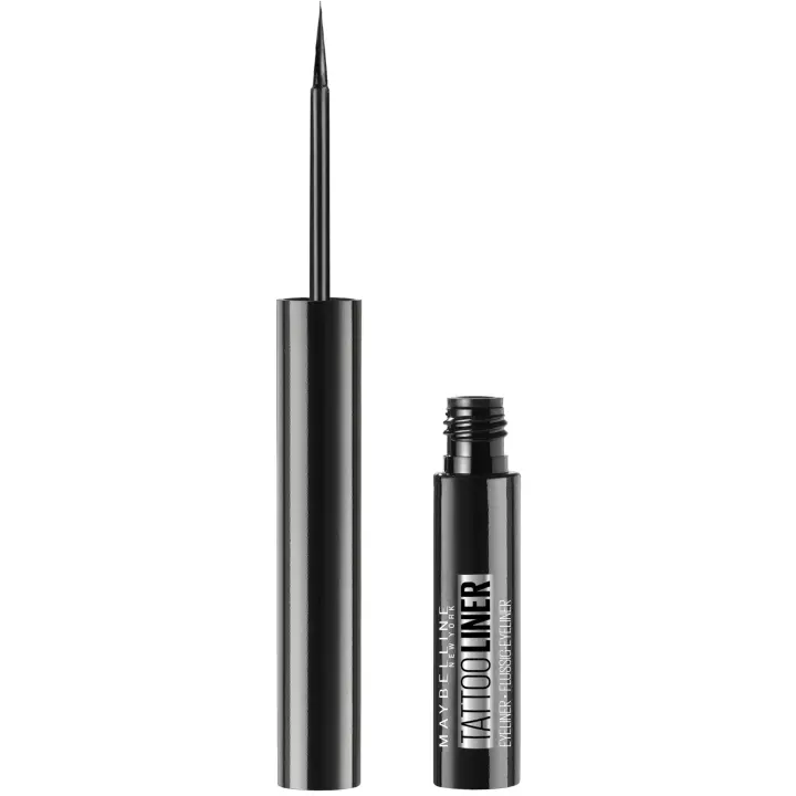 Maybelline New York | Tattoo Liner Eyeliner Semipermanente con Pincel tono 710 Inked Black, negro - 1