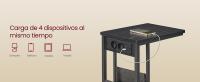 VASAGLE Mesa Auxiliar, Mesita de Noche con Estación de Carga, en Forma de C, para Espacios Pequeños, 2 Puertos USB y Enchufes, Bolsa, pies Ajustables, para Dormitorio, Salón, Negro Tinta/Blanco Crema - details 2