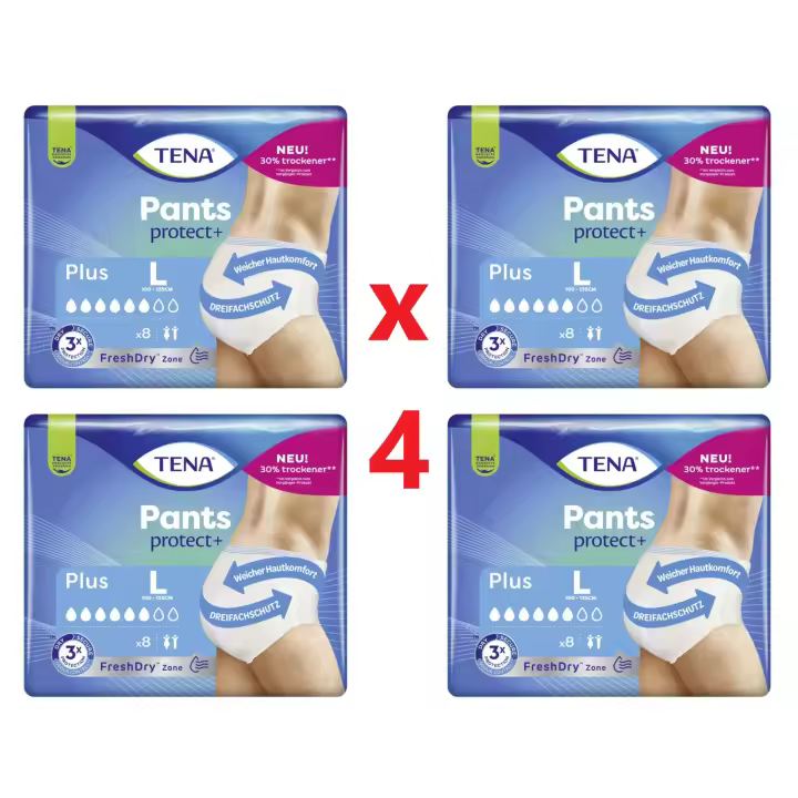 Tena Pants Protect+ - Blanco, Puls talla  L (8 unidades) x 4 Paquetes (32 Unidades) - 1