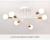 Lámpara De Techo LED Retro Industrial Con 6 Cabezas Material Hierro Trabado Luz Moderna Para Sala De Estar Decoración E27 - details 7