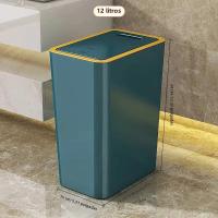 Bandeja De Basura Con Tapa Gran Capacidad Semi Automática Para Baño Cocina Dormitorio Ecológica De Plástico Recolección De Residuos - details 6