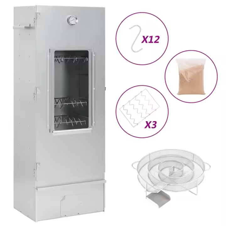 vidaXL Horno ahumador de BBQ con generador humo frío acero galvanizado - 1