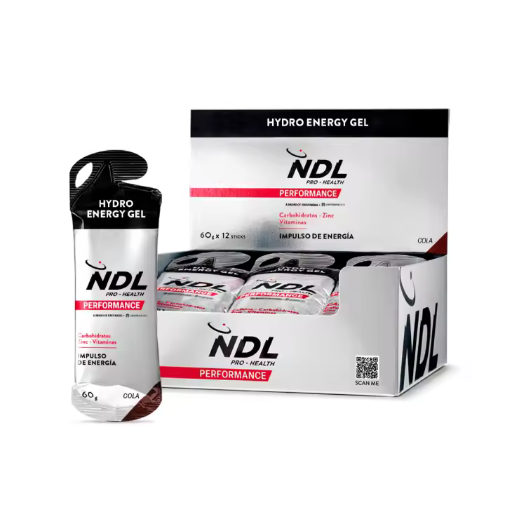 NDL Pro Health - PACK 12 HYDRO ENERGY GEL - Geles energéticos Ciclismo, Running - Sin Cafeína - Aporta Energía - Rápida Absorción - 60 g - 1