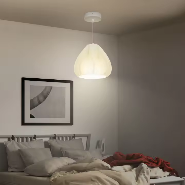 HOMCOM Lámpara Colgante Moderna Lámpara de Techo E27 con Pantalla de Impresión 3D Iluminación para Comedor Cocina Salón Bar Restaurante Blanco - 1