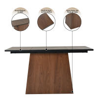 Juego de comedor (5 piezas), Mesa de Comedor rectangular Modern minimalist de Madera Marron Oscura with 4 Sillas De ante gris Oscuro - details 5