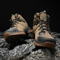 Botas De Senderismo HIKEUP Para Hombre Suela Antideslizante Alta Transpirables Impermeables De Cuero Sintético Y Malla Para Otoño E Invierno - details 10