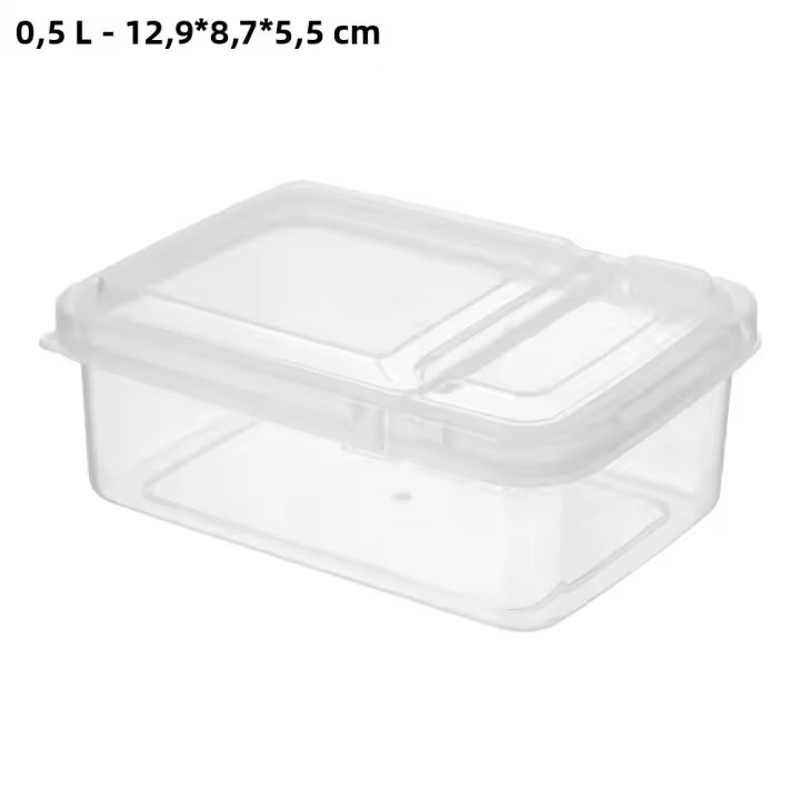 Caja De Almuerzo Bento Para Niños Contenedor De Alimentos Con Cubierta Volteable Para Picnics Y Escuela Estilo Moderno Material ABS Y PP Tamaños Variados Transparente - 1