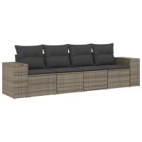 vidaXL Set de sofás de jardín 4 pzas y cojines ratán sintético Negro, Negro y crema, beige and cream Conjunto Terraza Muebles Jardín Exterior Juego de Muebles de jardín Mueble Jardín Exterior Muebles de Salon Exterior - details 0