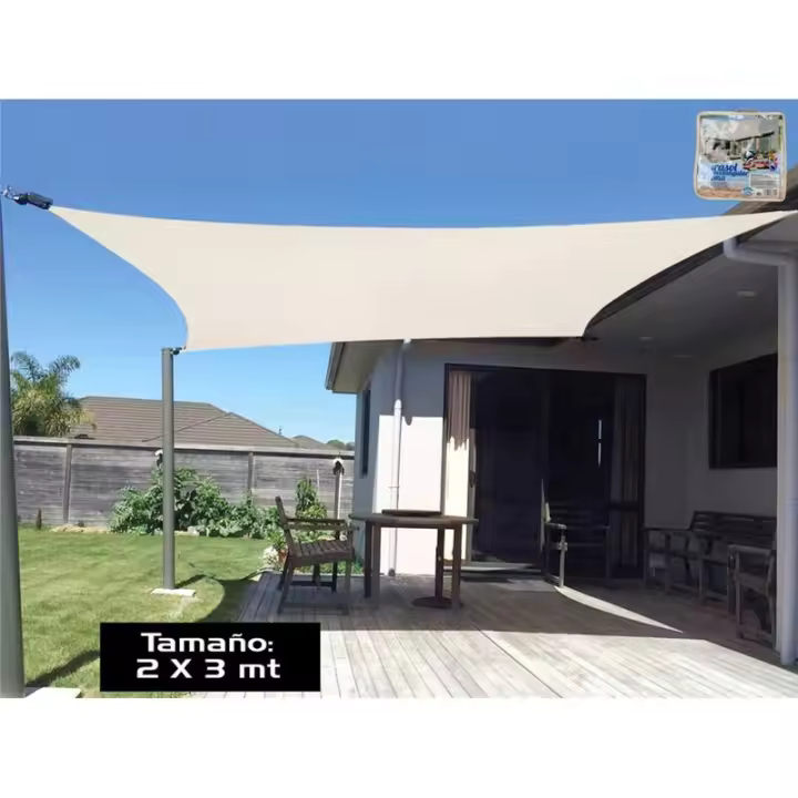 Gerimport Parasol Rectangular Poliester Crema 2 X 3 Metros - Protección Solar Amplia Cobertura - 1