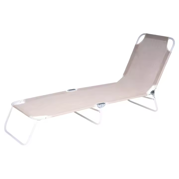 Tumbona plegable portátil con soporte ajustable en 3 posiciones y Asas de Transporte Tumbona de tela de textileno y Estructura de Maple Ideal para Playa Jardín camping y piscina Beige - 1