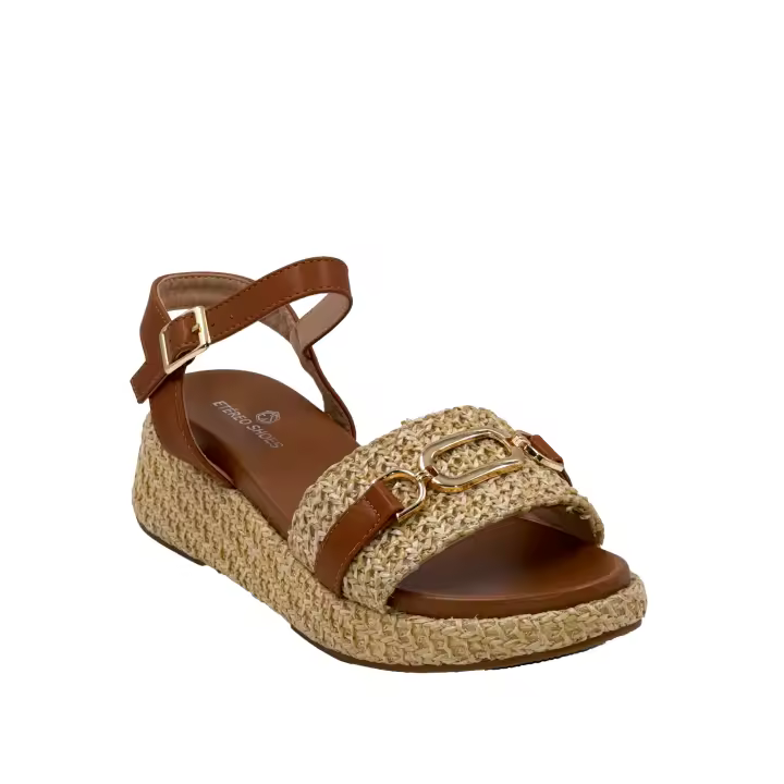 JZ Hermanos Sandalia Plataforma con Tejido Natural y Hebilla Decorativa – Estilo Fresco y Sofisticado para mujer - 1