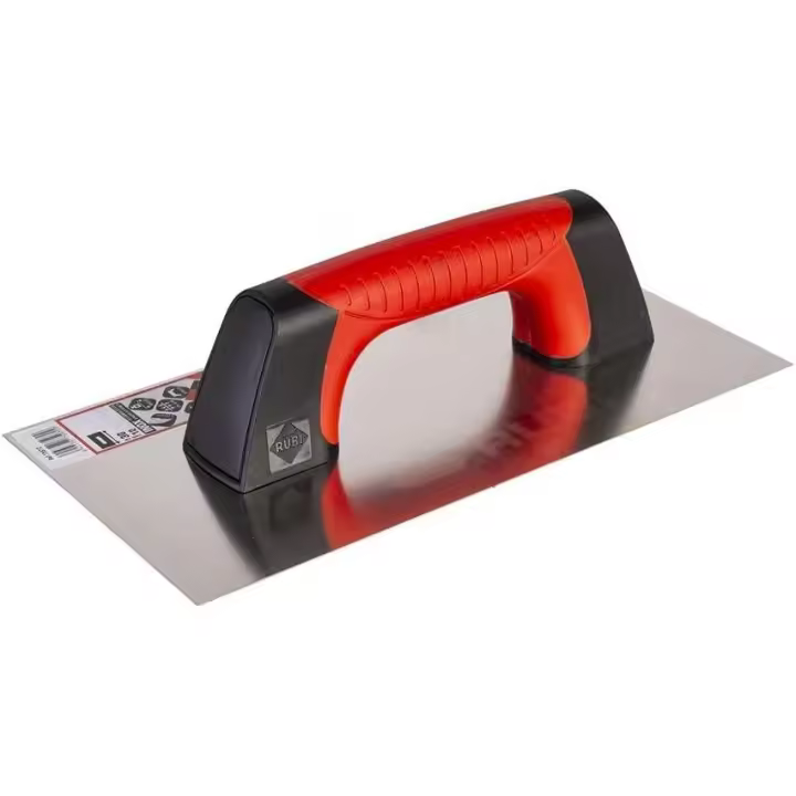 RUBÍ LLANA ALBAÑIL MANGO CERRADO BIMATERIAL LISA RUBIFLEX ACERO INOX 300X150MM Realiza tus trabajos de albañilería con precisión y comodidad. - 1